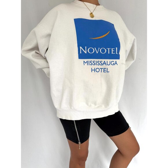 90s vintage novotel canada double sided graphic cozy unisex pullover sweatshirt - Picture 6 of 9